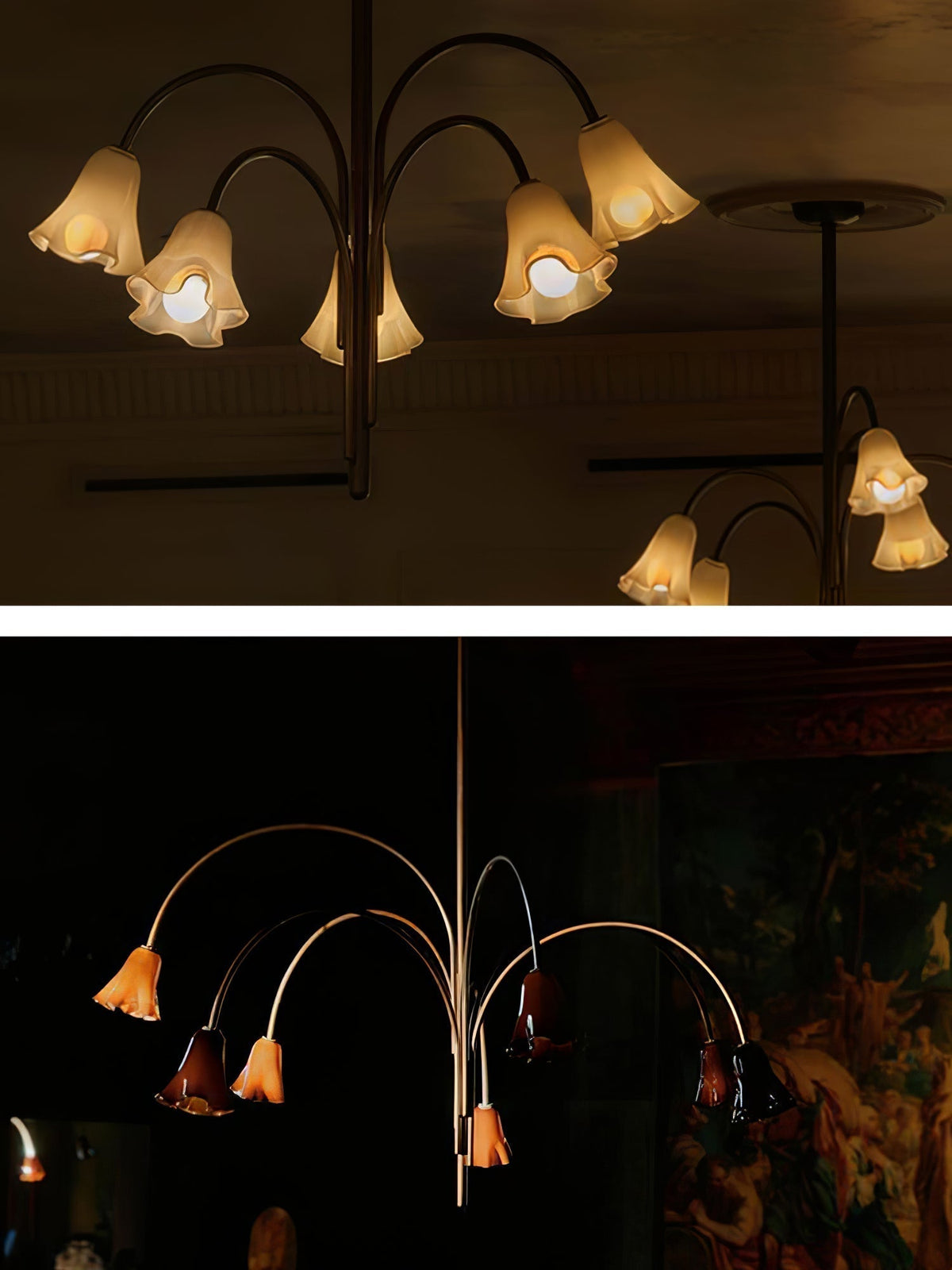 Lioreriel Chandelier Blossom Petal Glass Arms