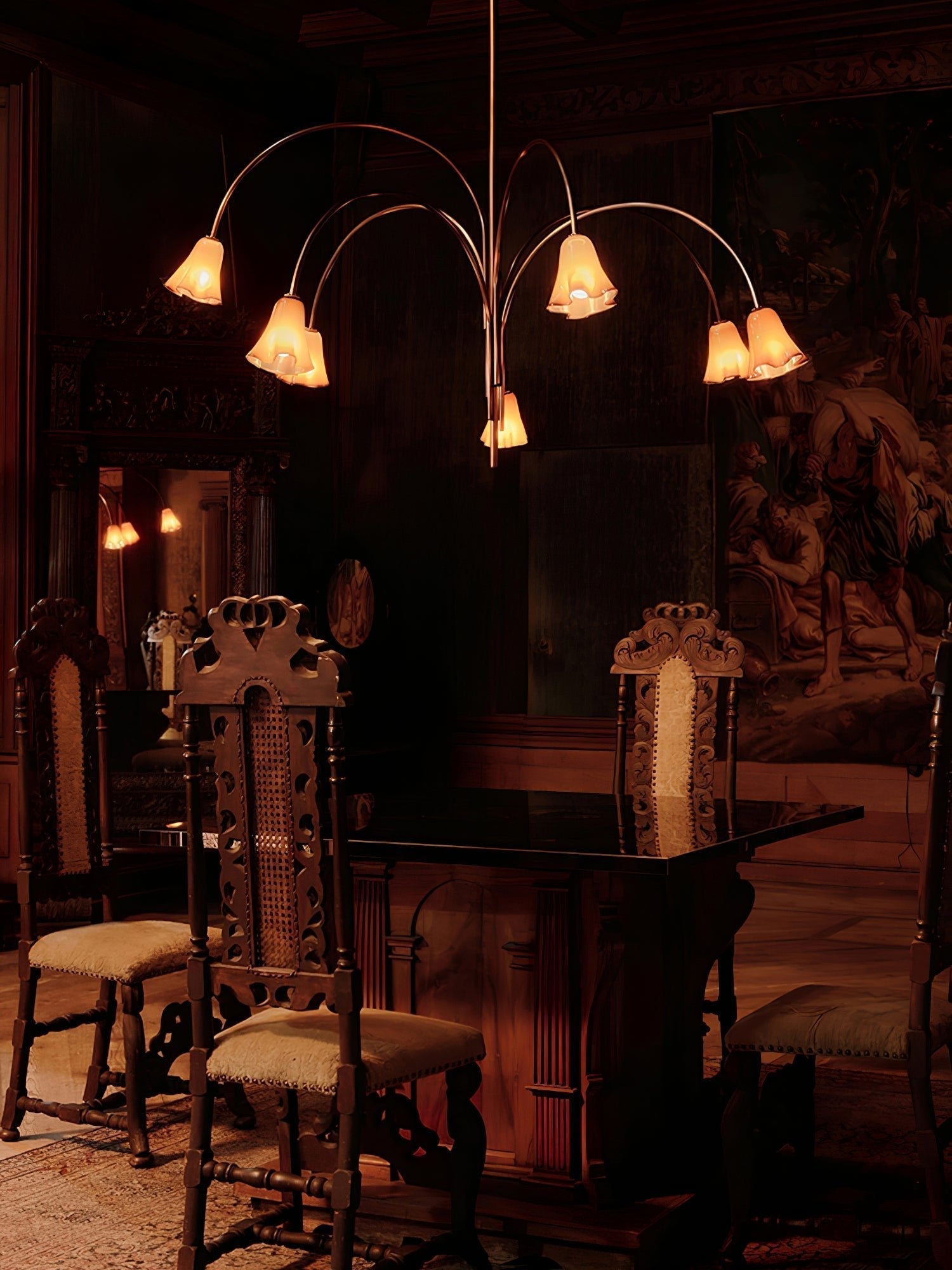 Lioreriel Chandelier Blossom Petal Glass Arms