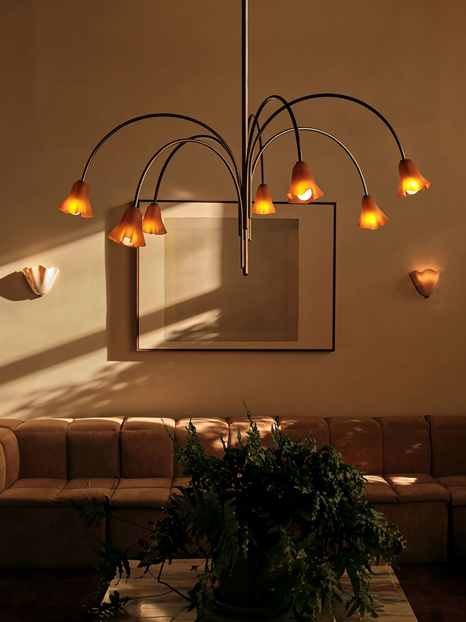 Lioreriel Chandelier Blossom Petal Glass Arms