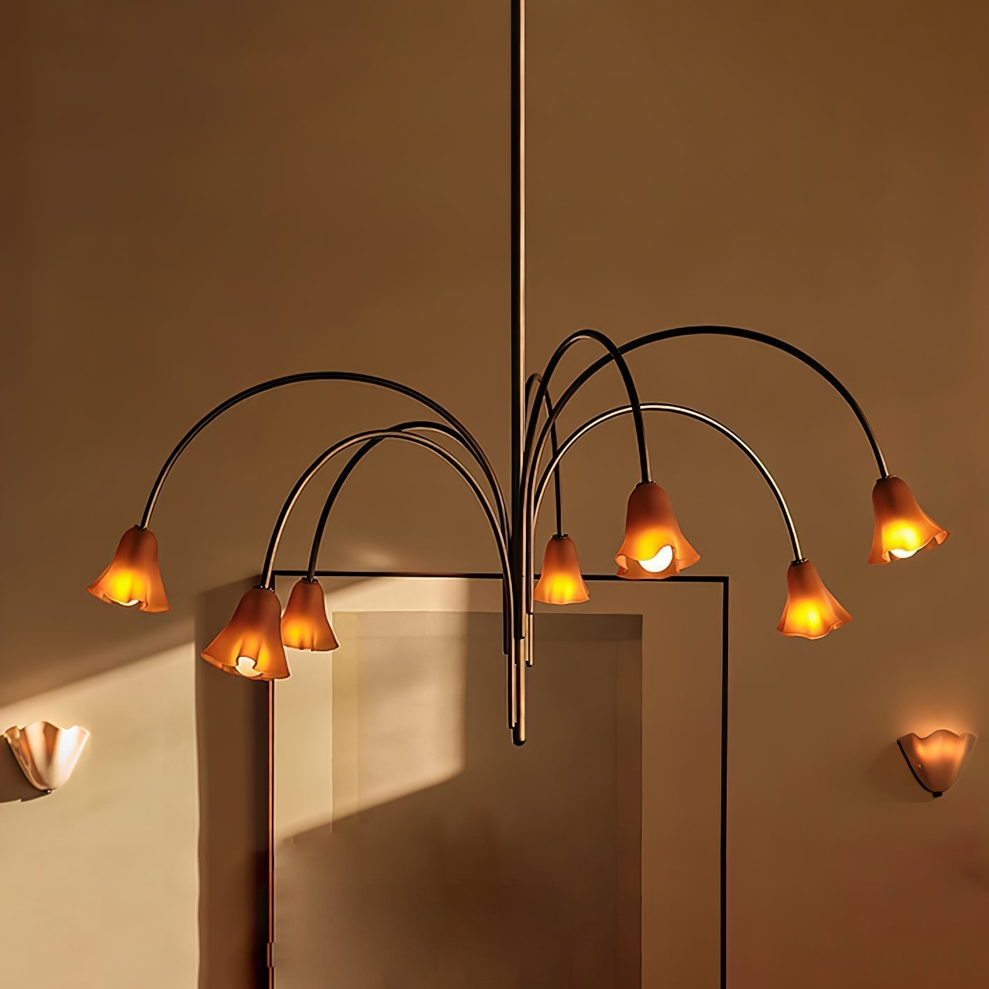 Lioreriel Chandelier Blossom Petal Glass Arms
