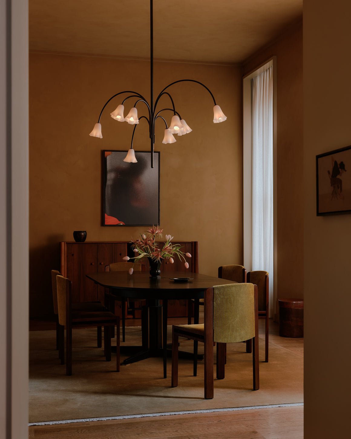 Lioreriel Chandelier Blossom Petal Glass Arms