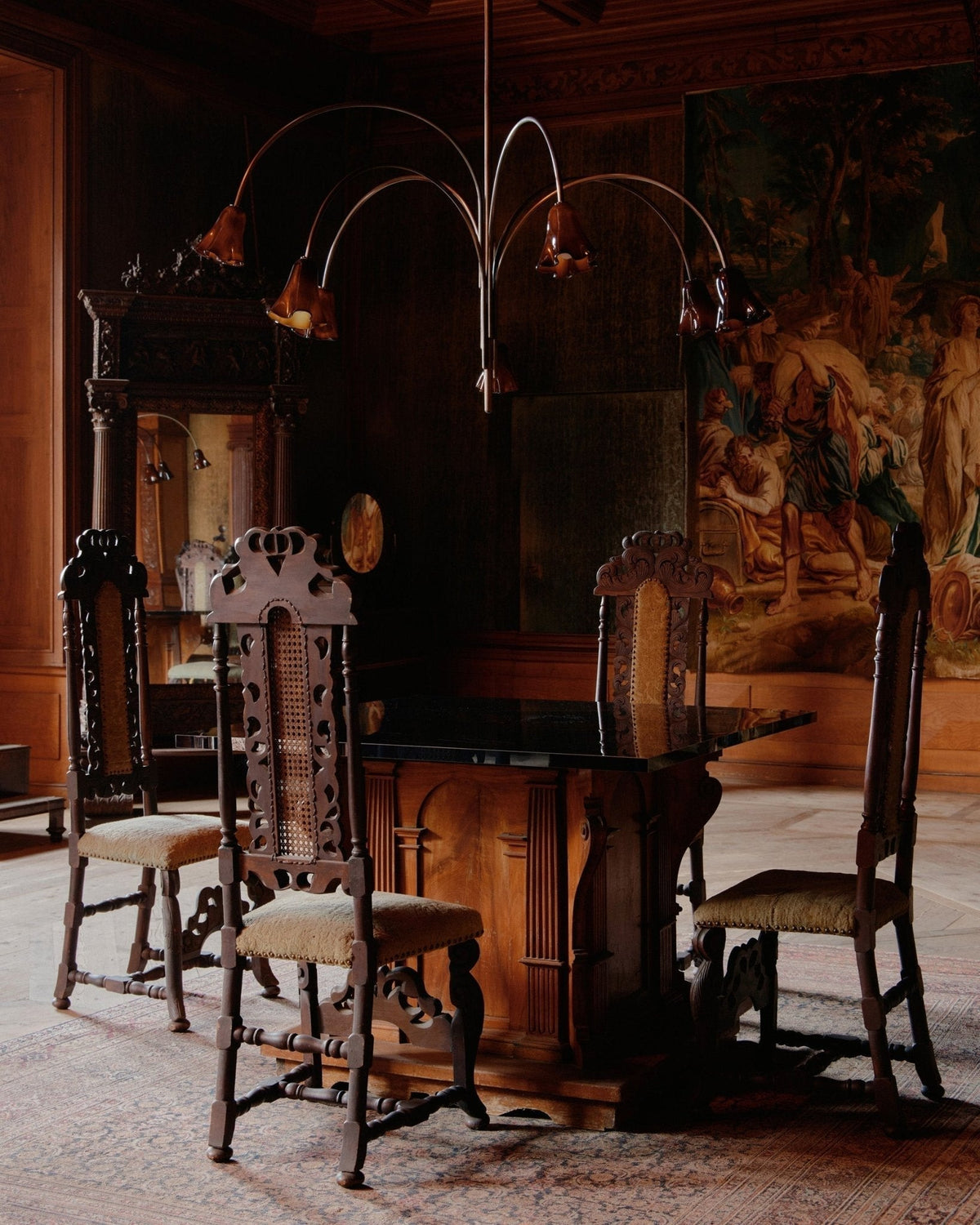 Lioreriel Chandelier Blossom Petal Glass Arms