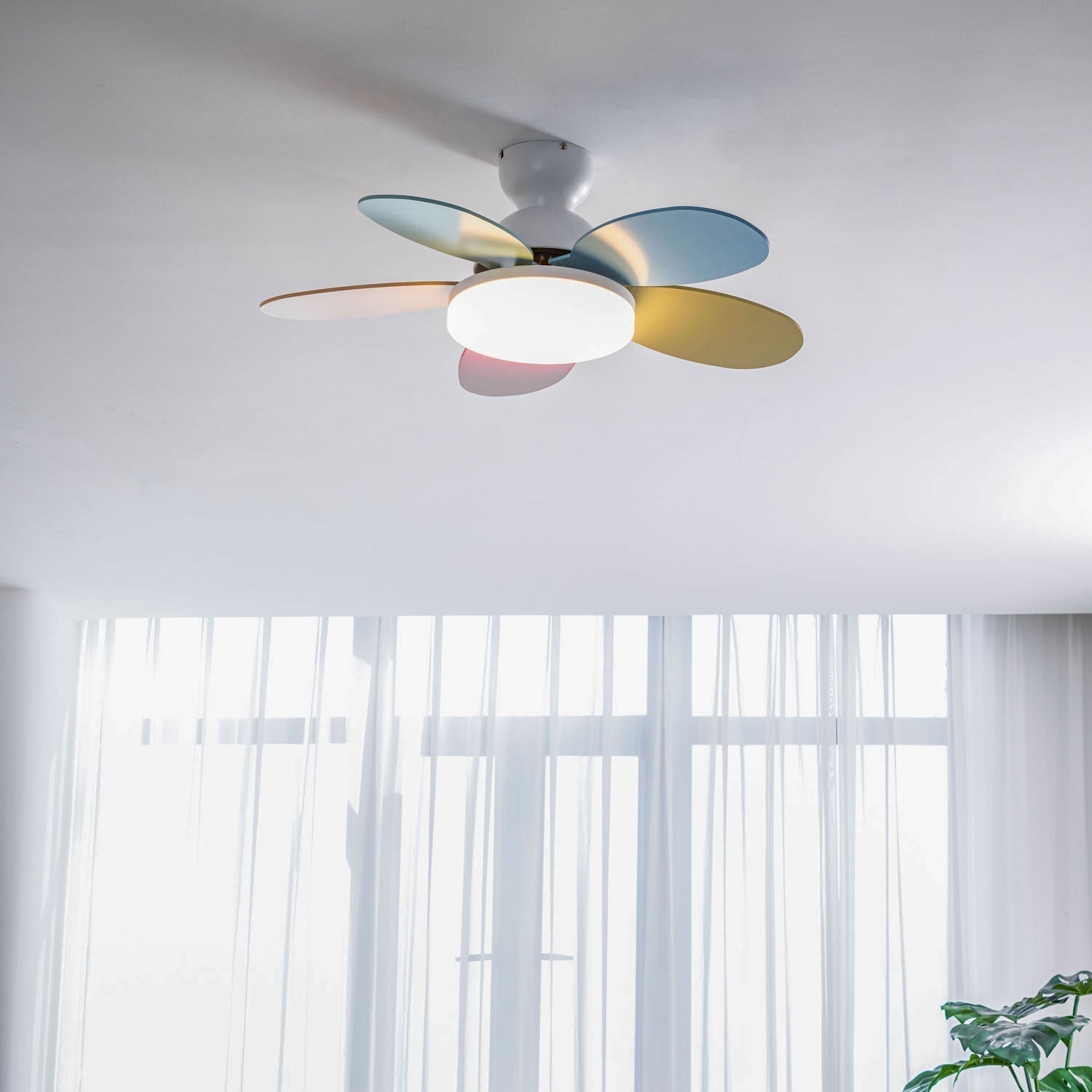 Liora Colorful Glass Kids Ceiling Fan Light - Neutral Decor