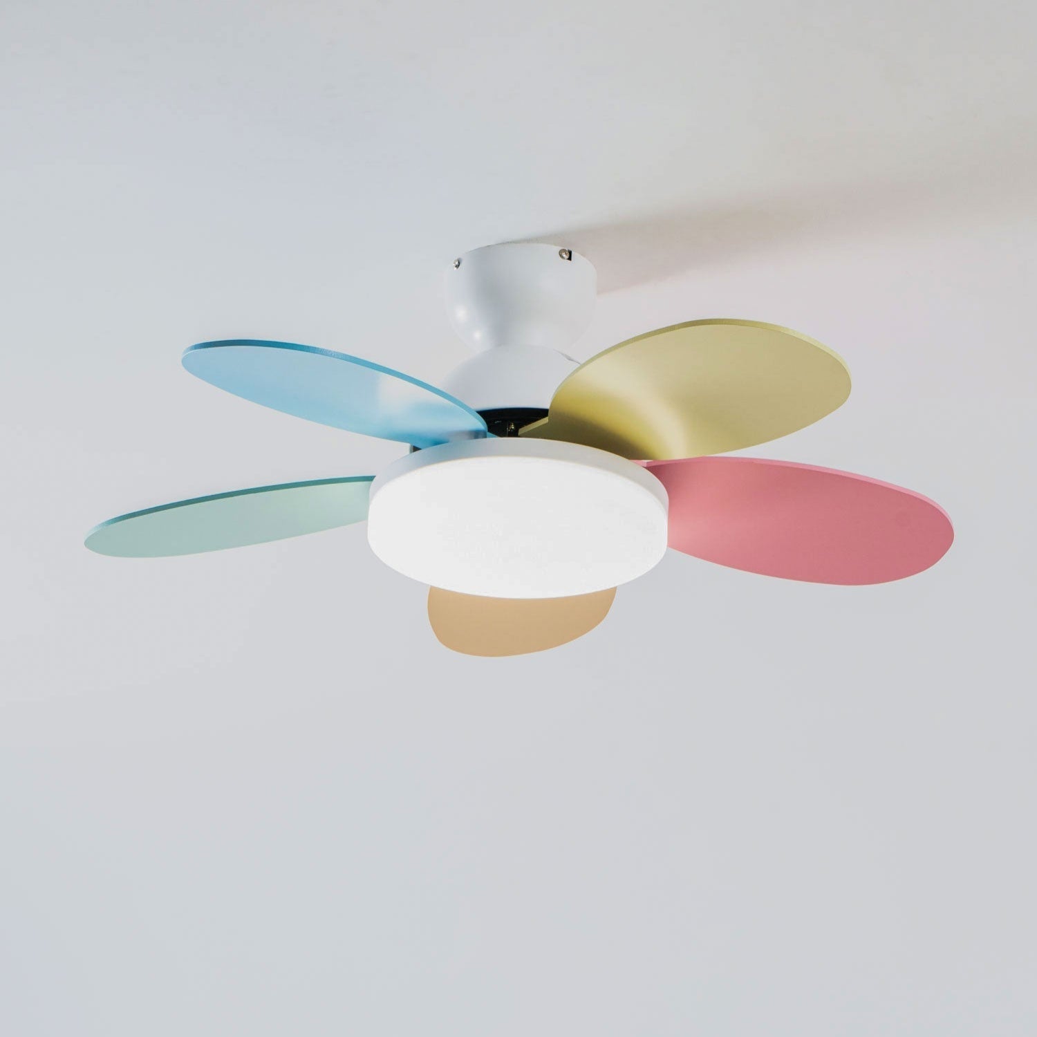 Liora Colorful Glass Kids Ceiling Fan Light - Neutral Decor