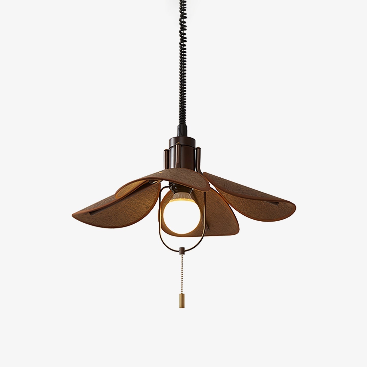 Utalion Traditional Petal Bloom Wood Fabric Pendant Light