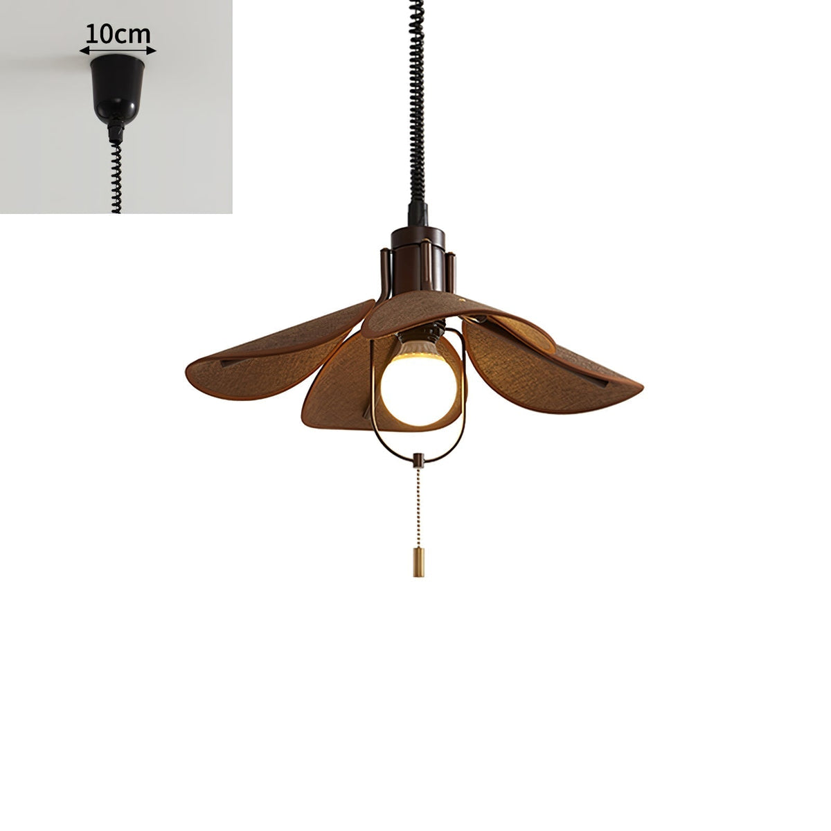 Utalion Traditional Petal Bloom Wood Fabric Pendant Light