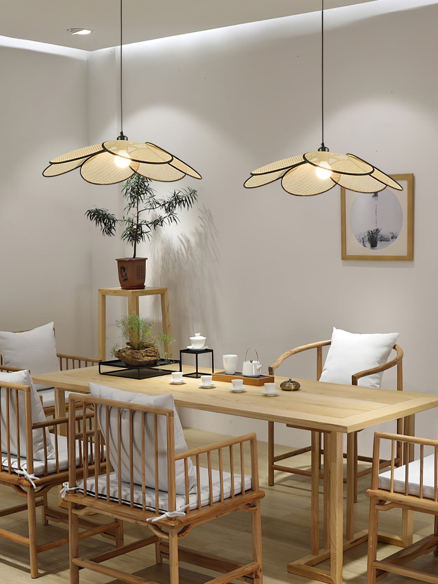 Vemarora Premium Elegance Petals Rattan Fabric Pendant Lamp