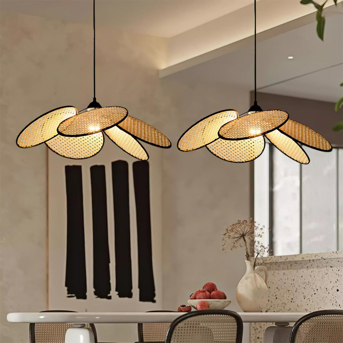 Vemarora Premium Elegance Petals Rattan Fabric Pendant Lamp