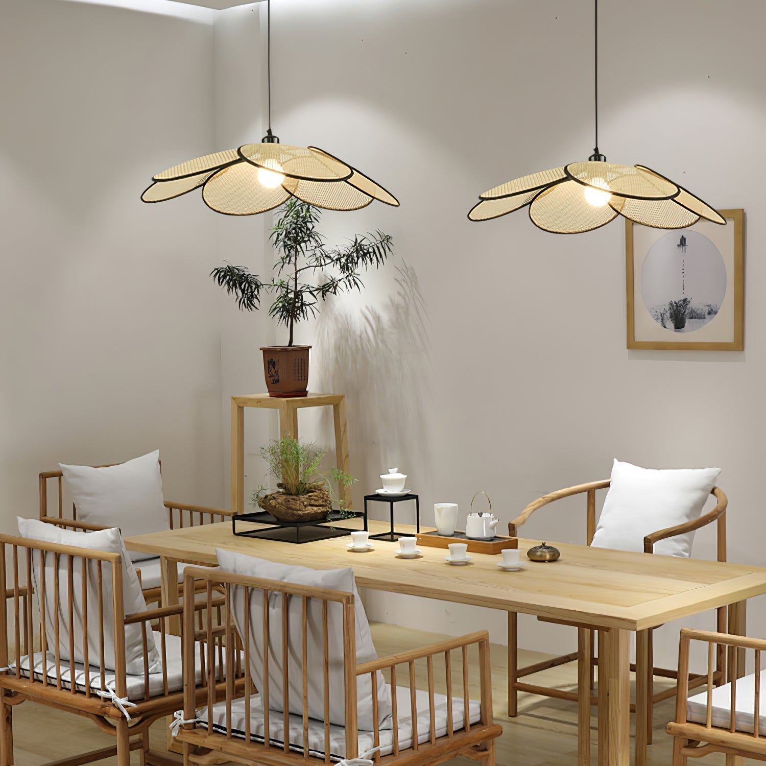 Vemarora Premium Elegance Petals Rattan Fabric Pendant Lamp