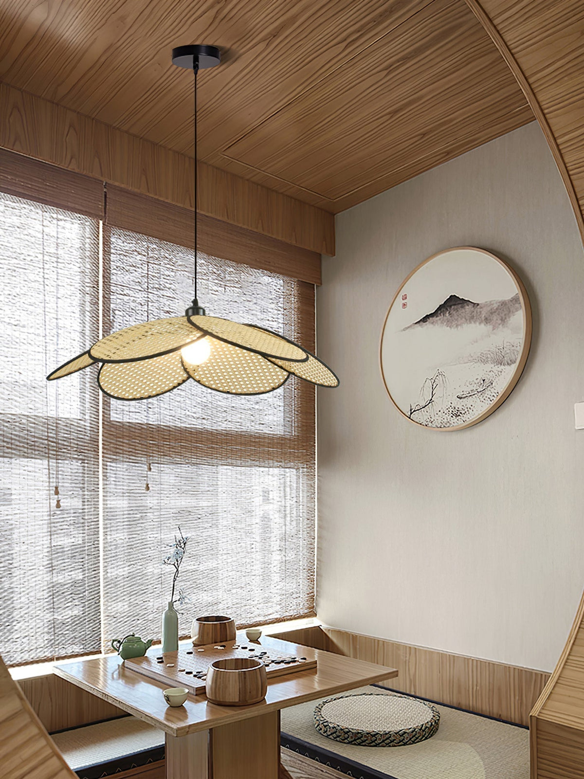 Vemarora Premium Elegance Petals Rattan Fabric Pendant Lamp