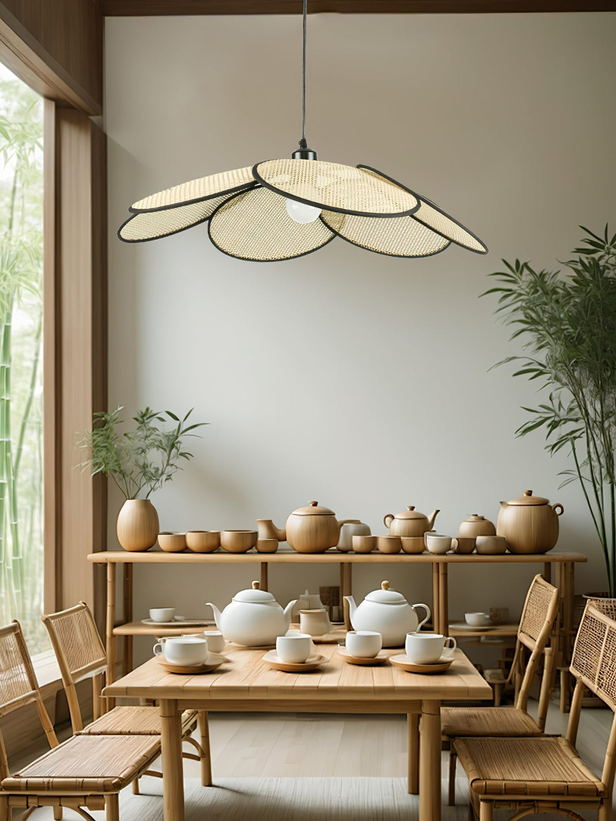 Vemarora Premium Elegance Petals Rattan Fabric Pendant Lamp