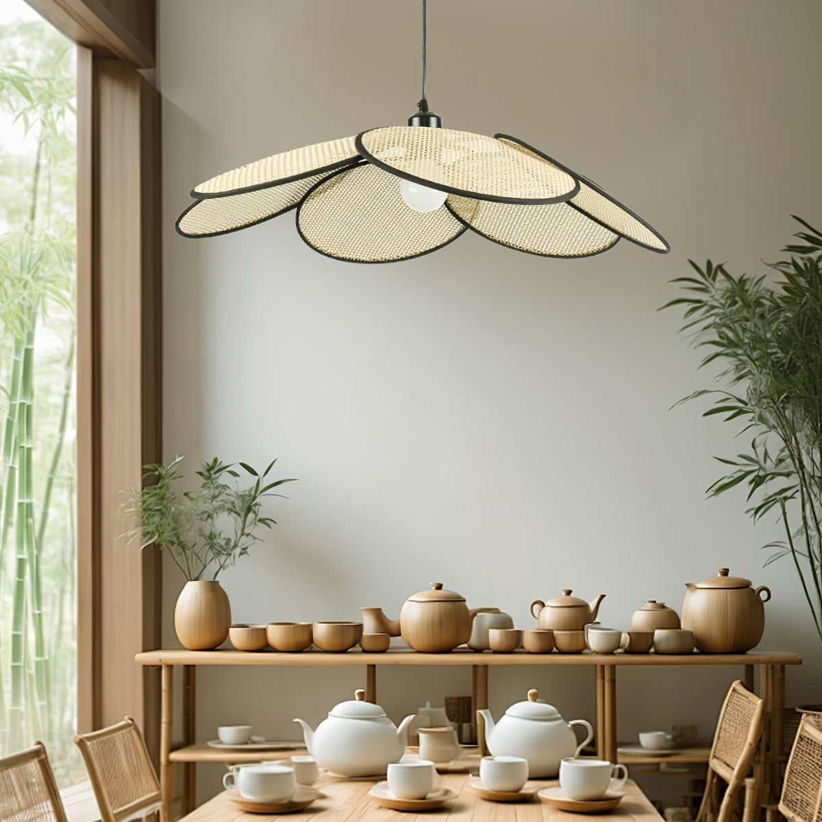 Vemarora Premium Elegance Petals Rattan Fabric Pendant Lamp