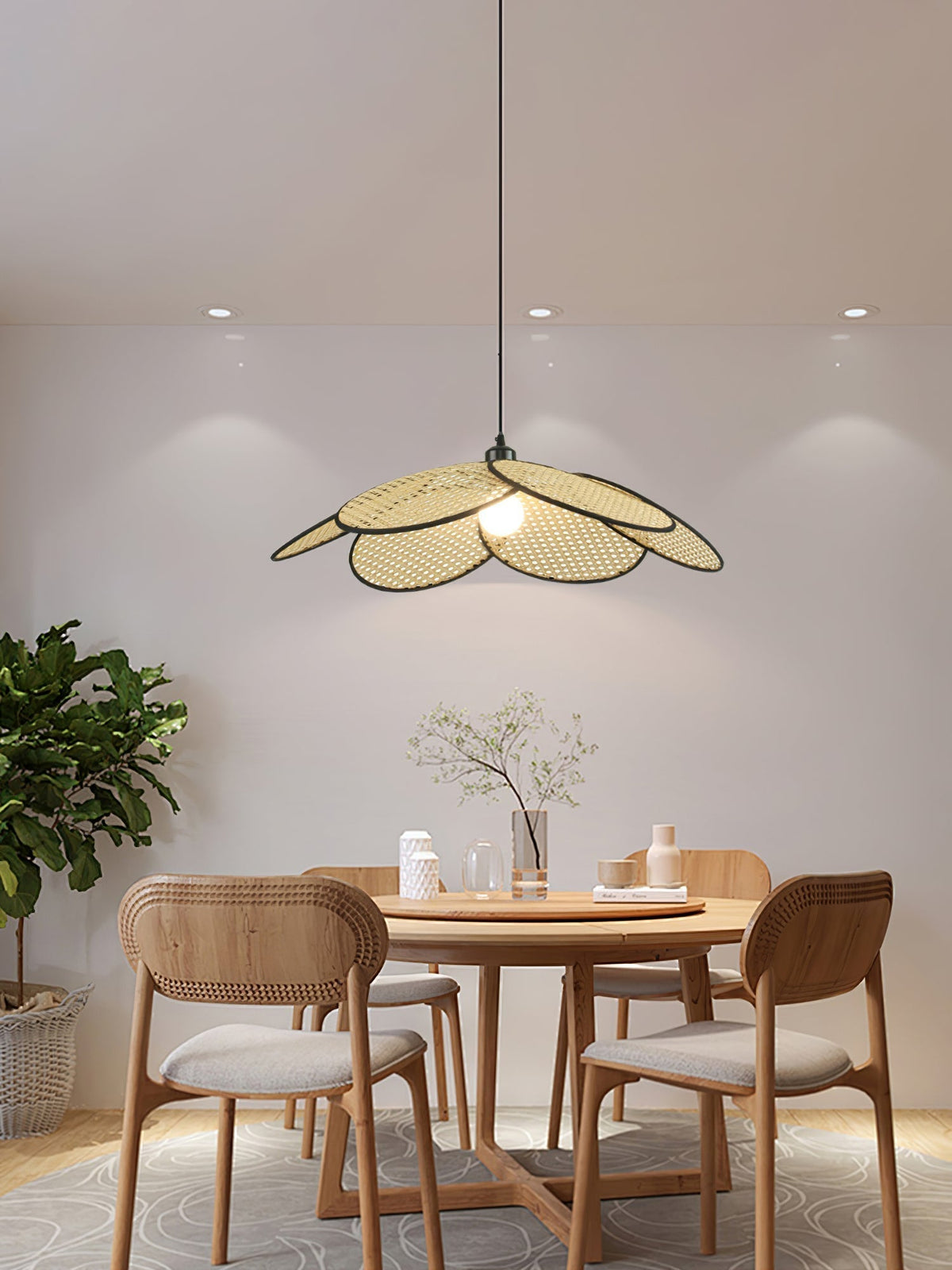 Vemarora Premium Elegance Petals Rattan Fabric Pendant Lamp