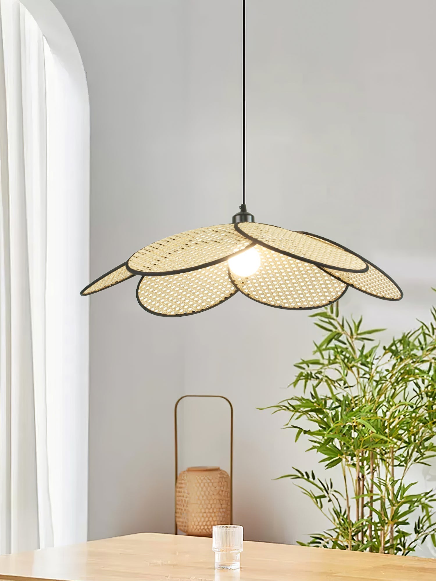 Vemarora Premium Elegance Petals Rattan Fabric Pendant Lamp