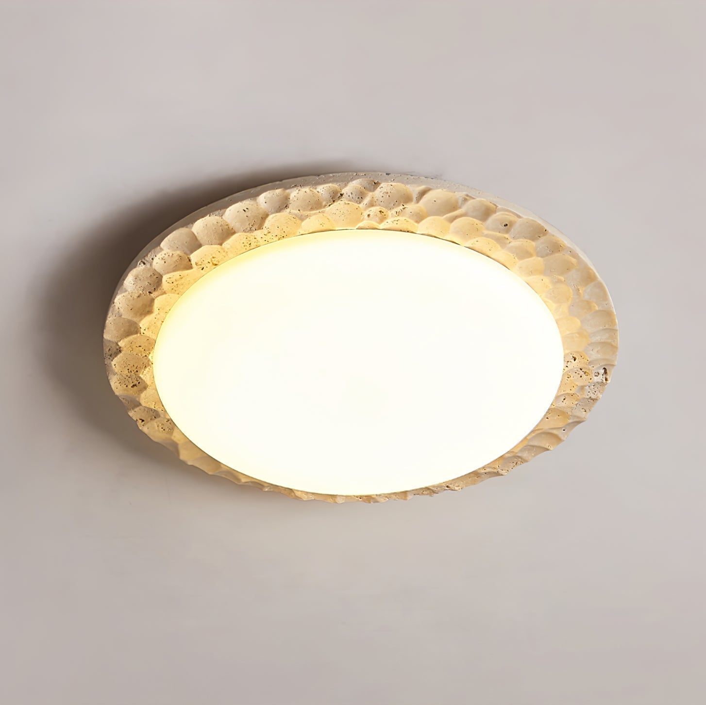 Cascade Travertine Carved Ceiling Light
