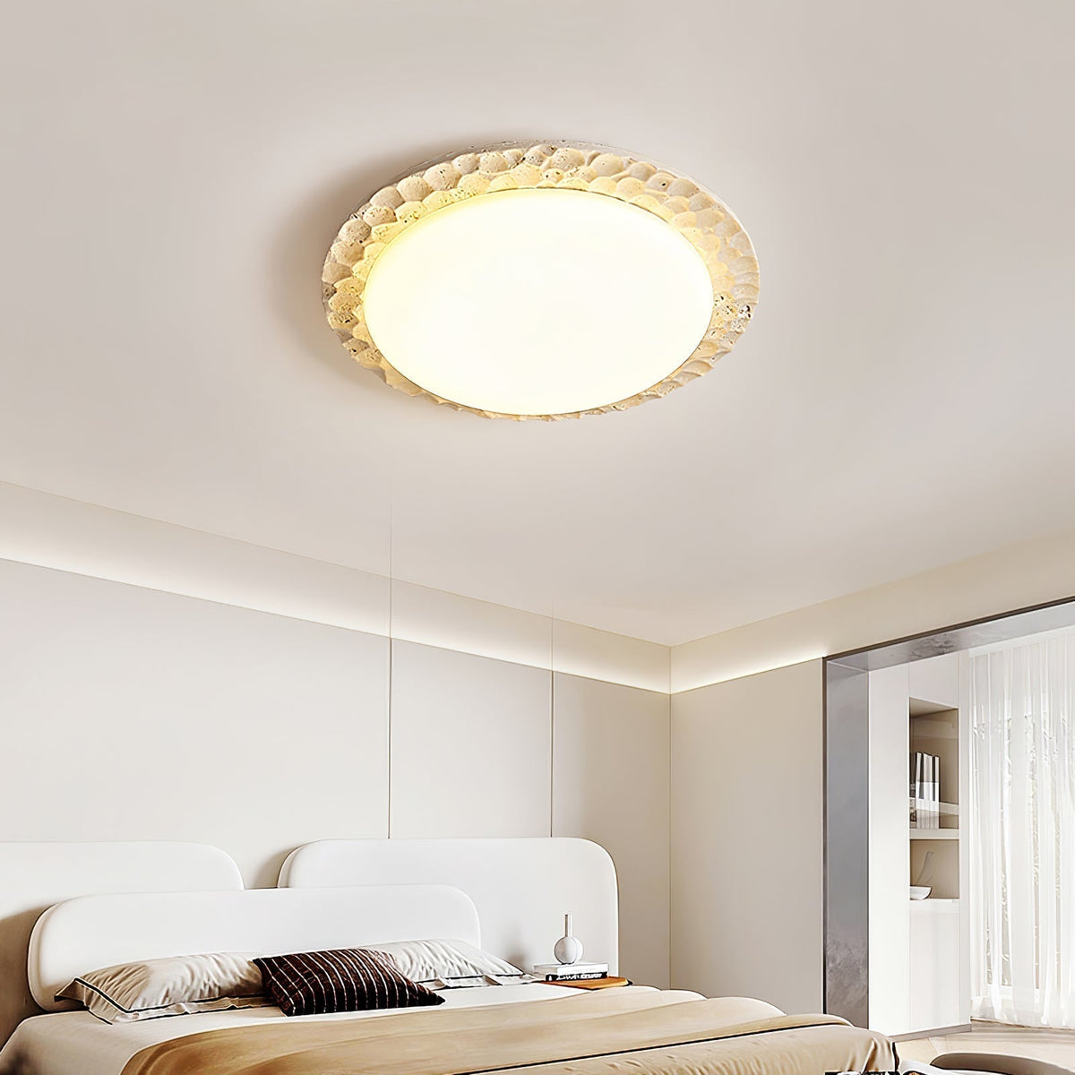 Cascade Travertine Carved Ceiling Light