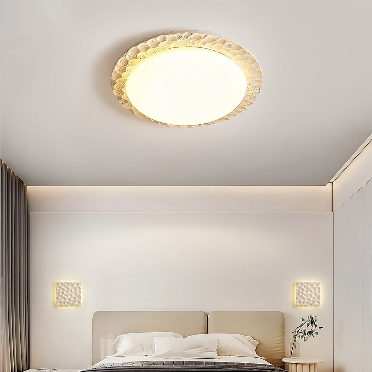 Cascade Travertine Carved Ceiling Light