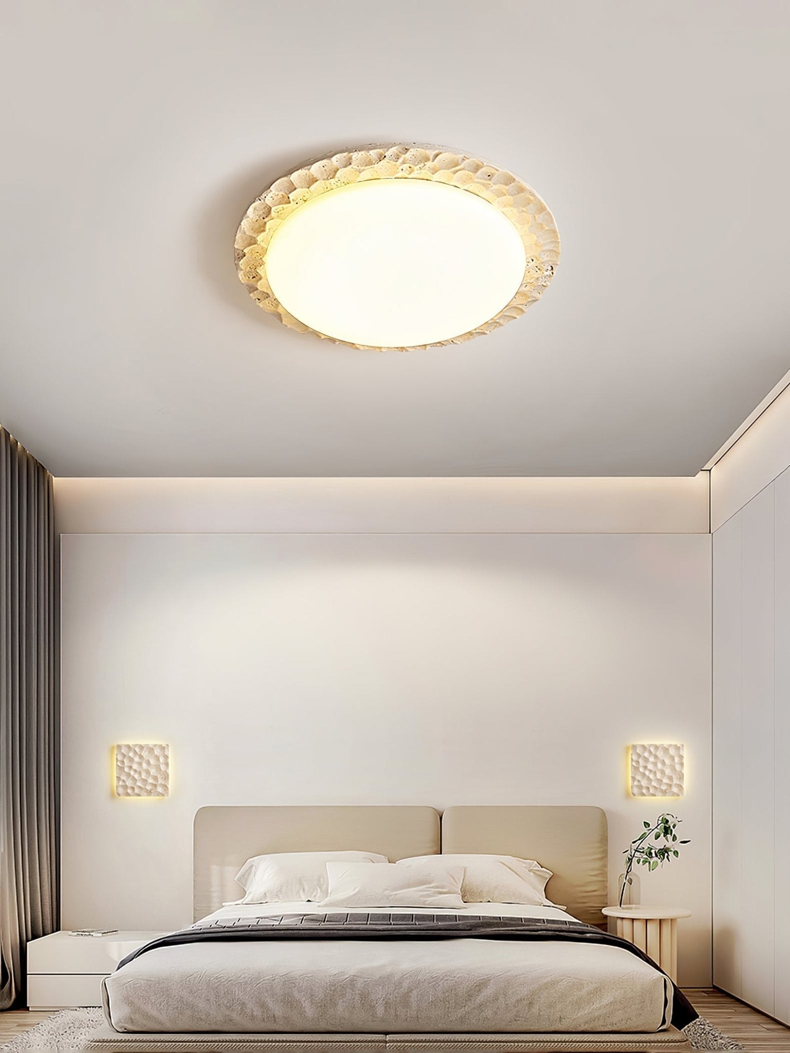 Cascade Travertine Carved Ceiling Light