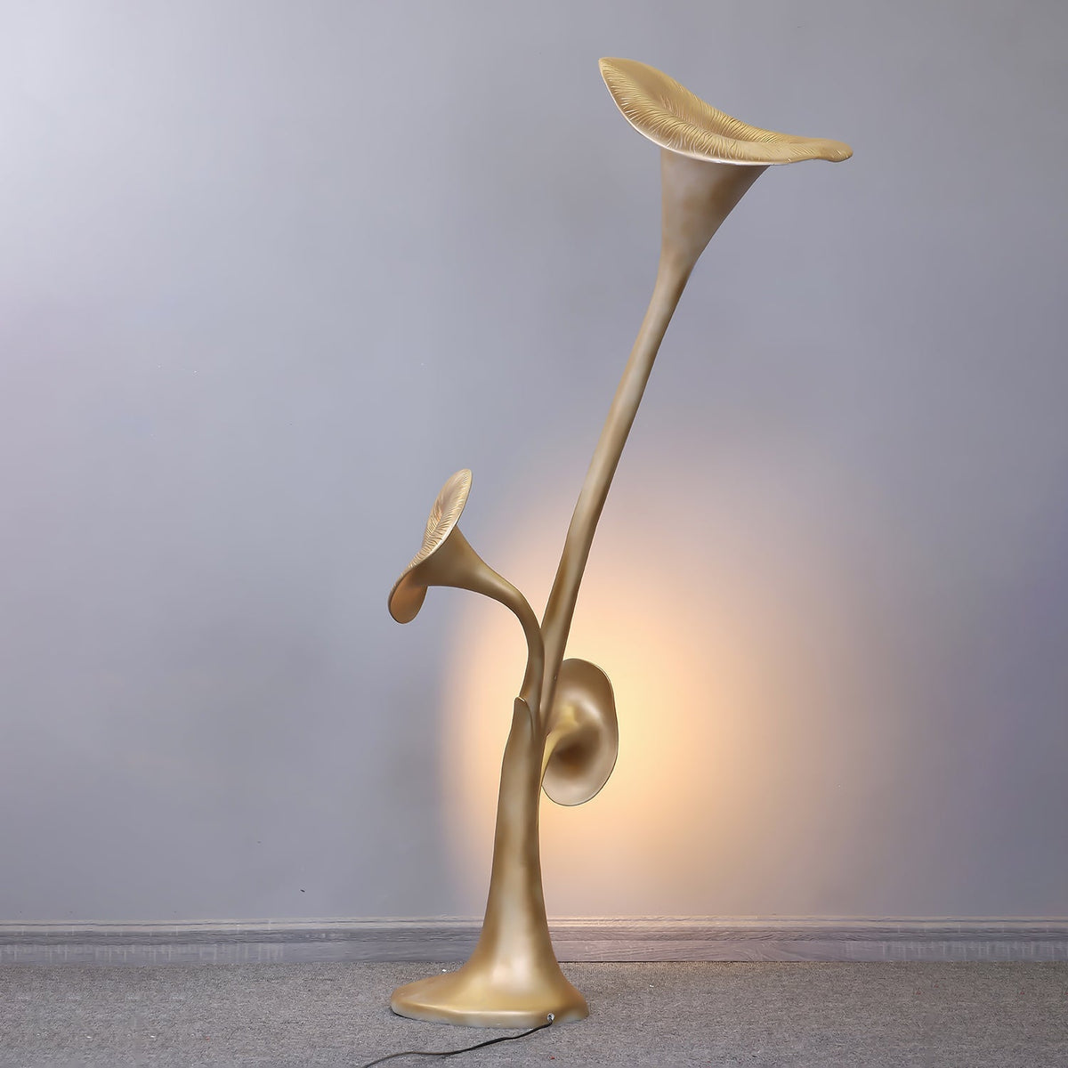 Esole Floral Brass Floor Lamp