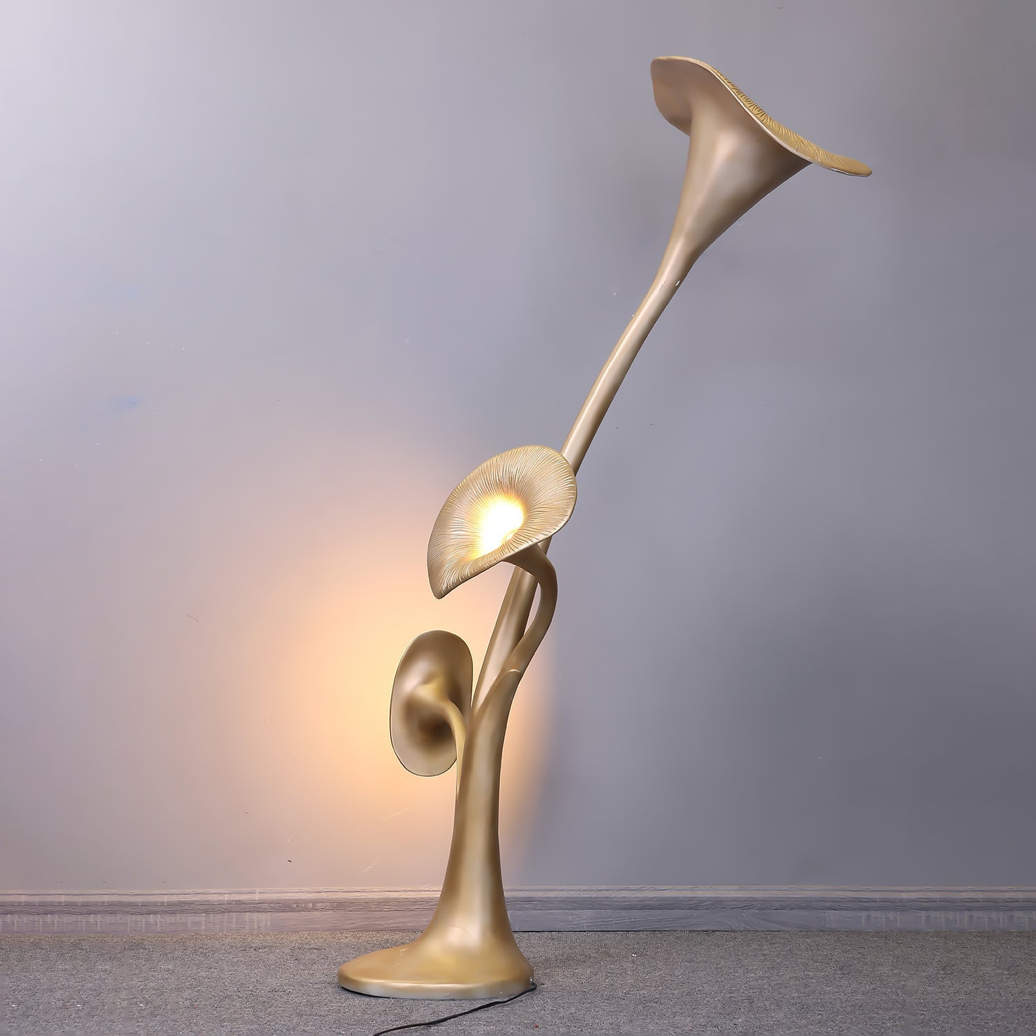 Esole Floral Brass Floor Lamp