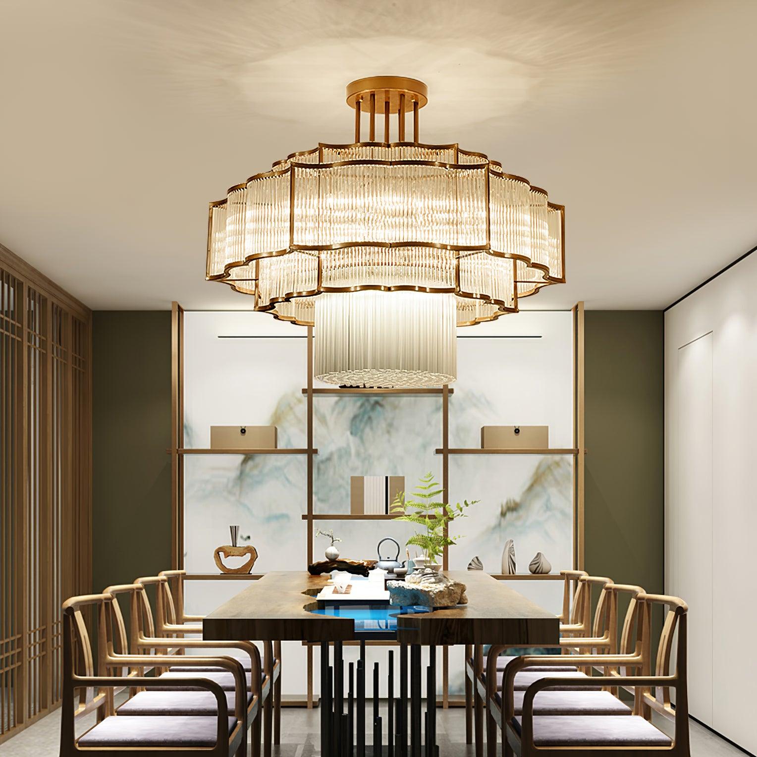 Eirelaine Chandelier Gold Black Glass