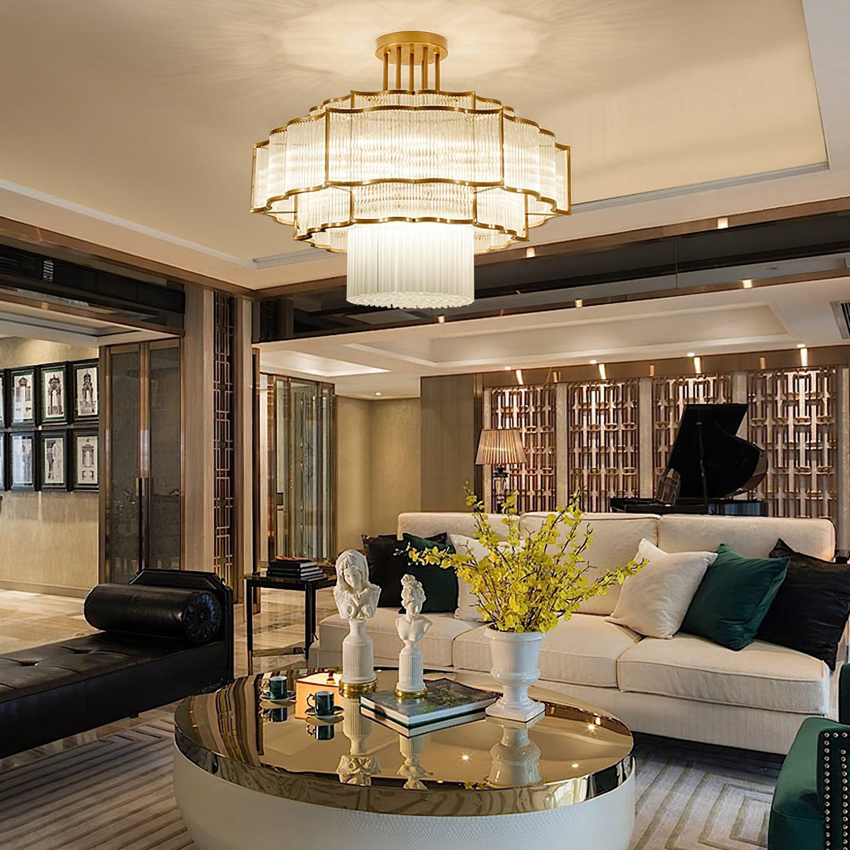 Eirelaine Chandelier Gold Black Glass