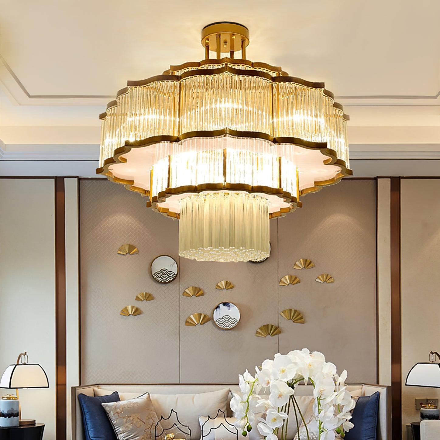 Eirelaine Chandelier Gold Black Glass