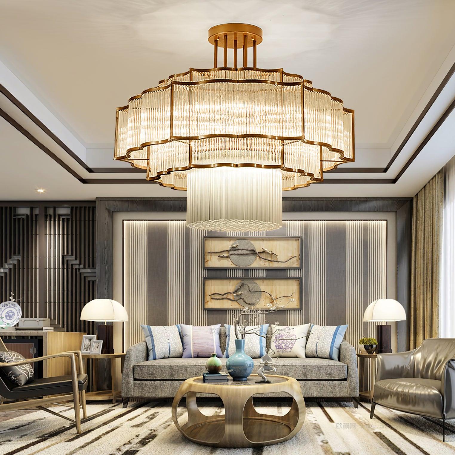 Eirelaine Chandelier Gold Black Glass