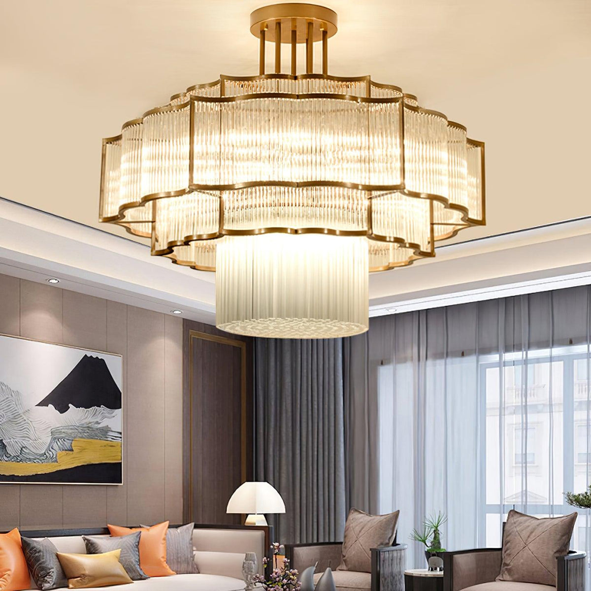 Eirelaine Chandelier Gold Black Glass