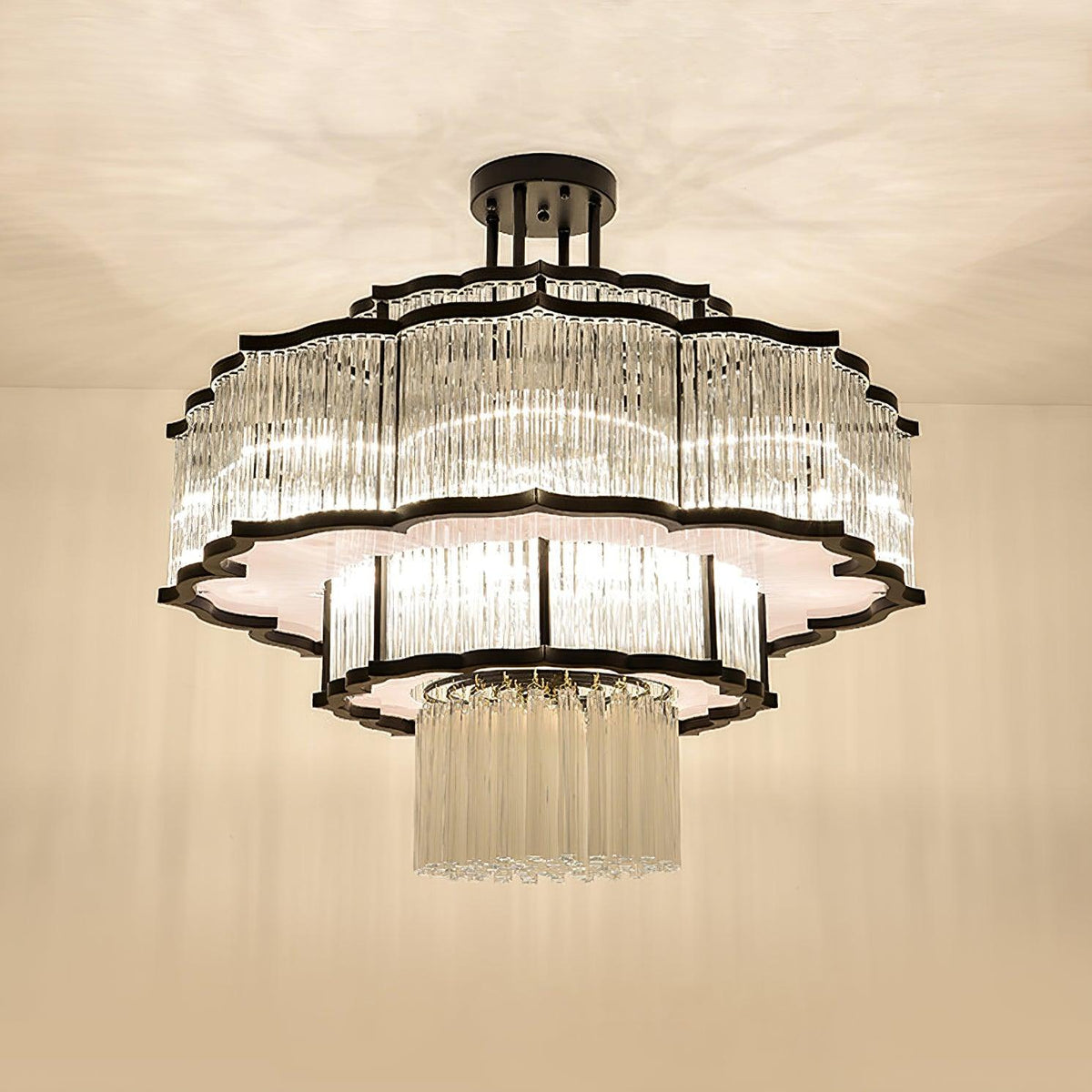 Eirelaine Chandelier Gold Black Glass