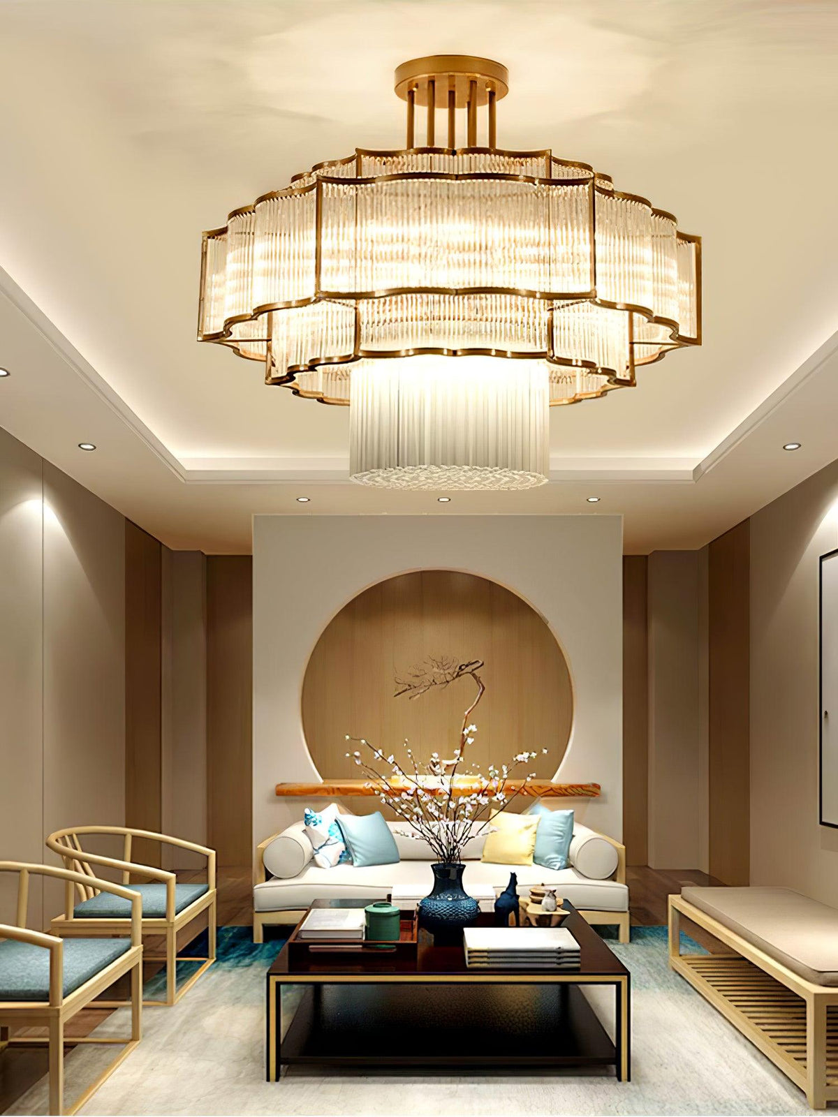 Eirelaine Chandelier Gold Black Glass