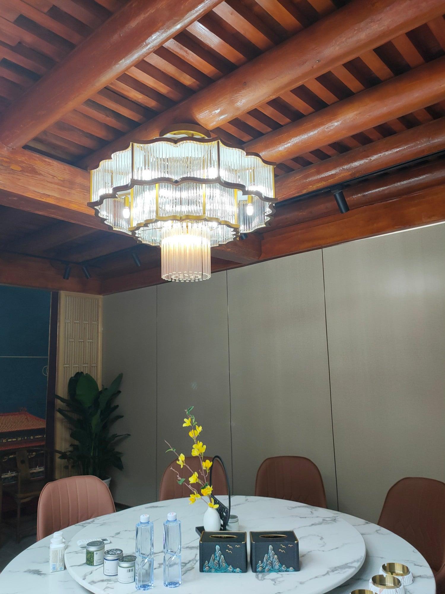 Eirelaine Chandelier Gold Black Glass