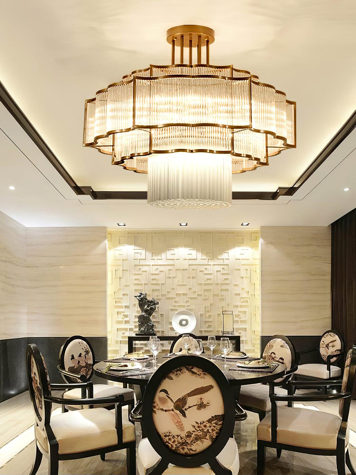 Eirelaine Chandelier Gold Black Glass