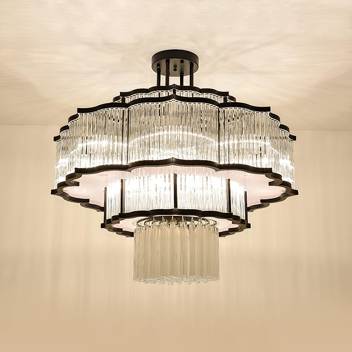 Eirelaine Chandelier Gold Black Glass