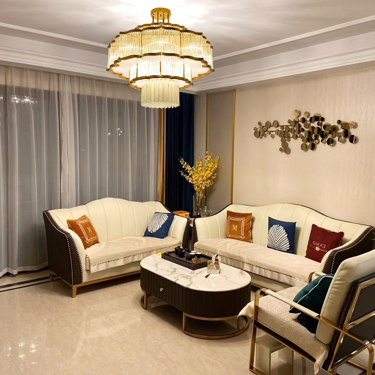 Eirelaine Chandelier Gold Black Glass