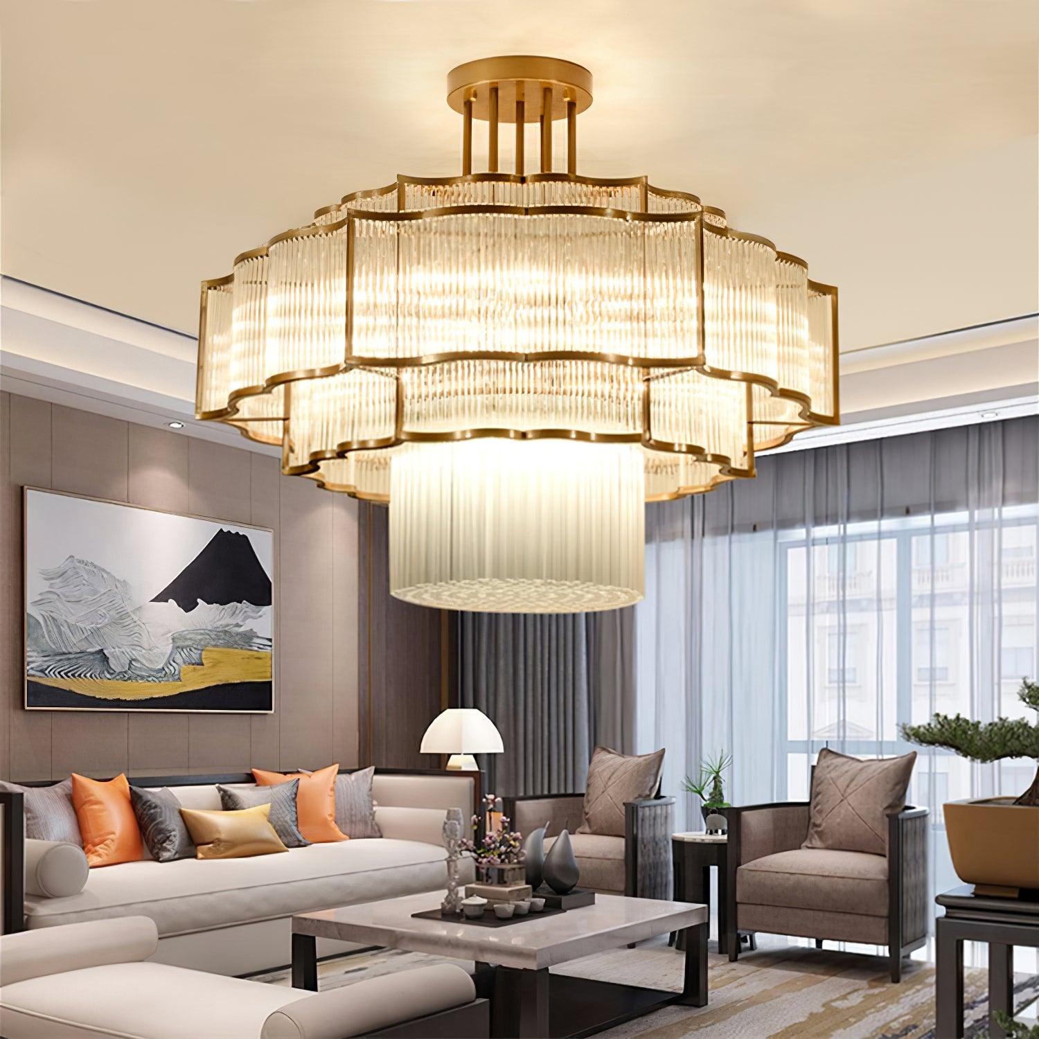 Eirelaine Chandelier Gold Black Glass