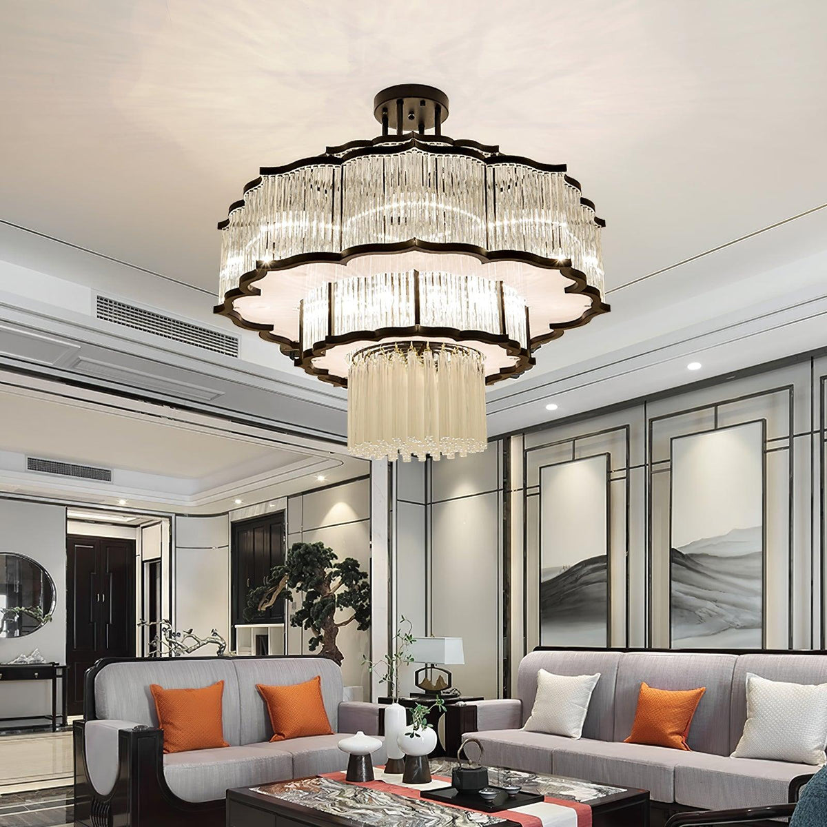 Eirelaine Chandelier Gold Black Glass