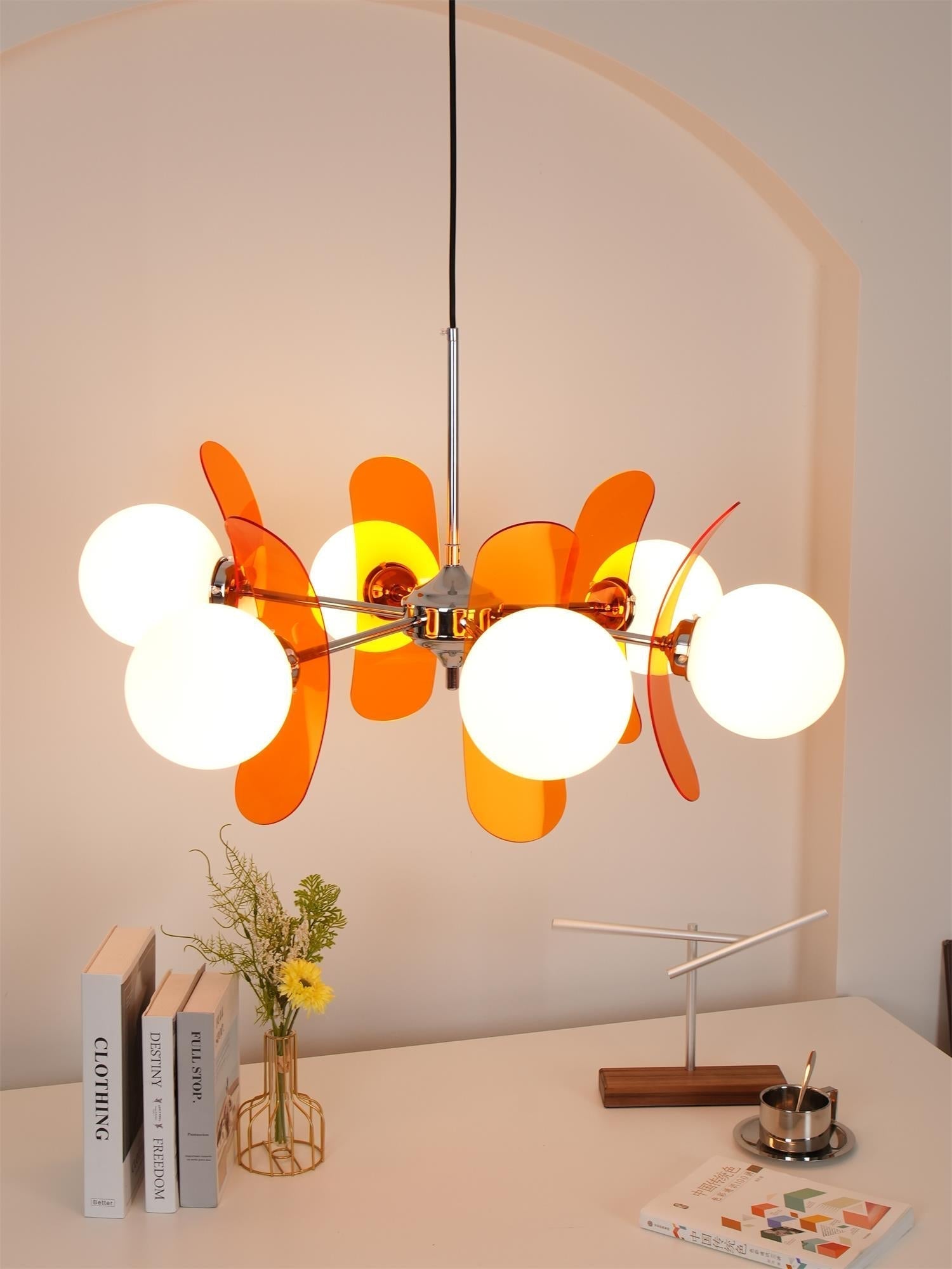 Quay Chandelier Phosphorescent Glass Lampshade