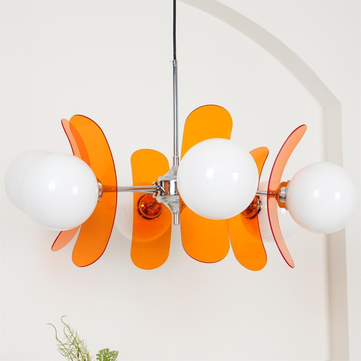Quay Chandelier Phosphorescent Glass Lampshade