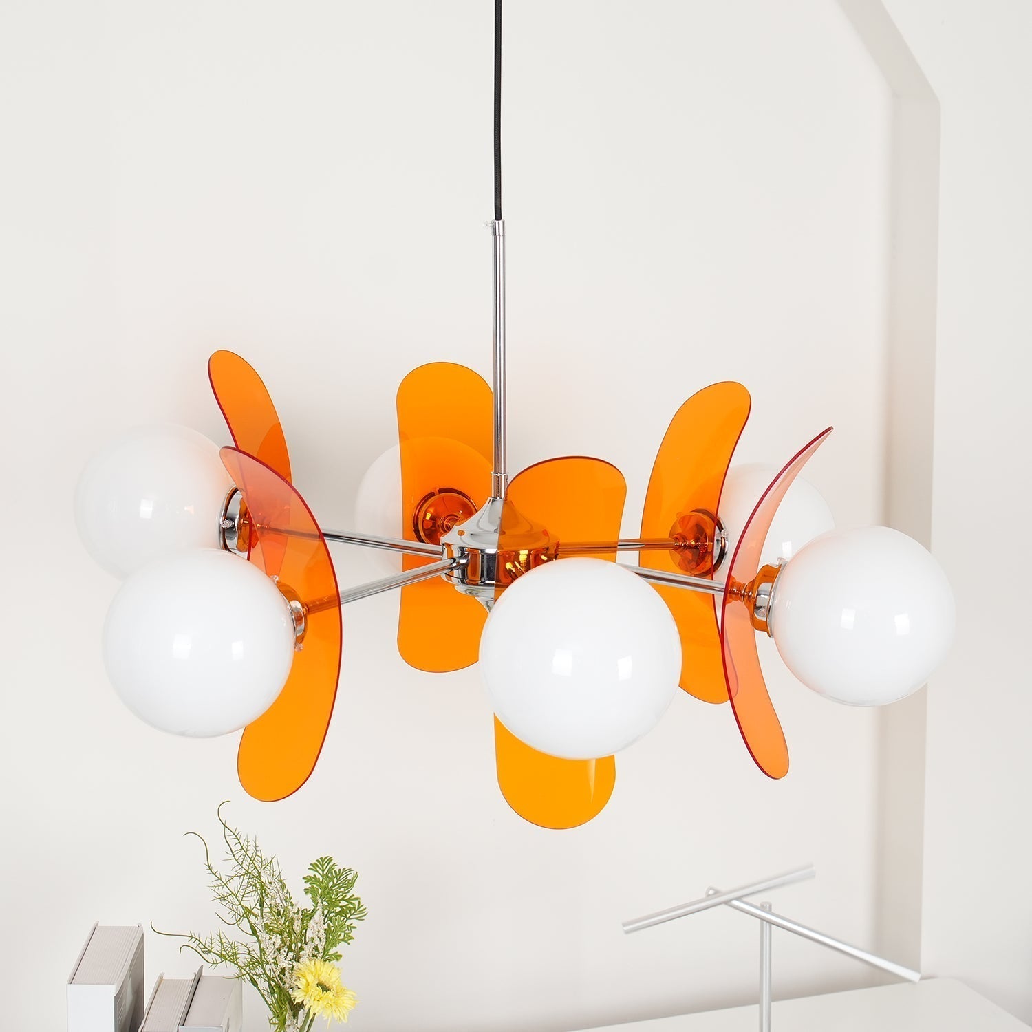 Quay Chandelier Phosphorescent Glass Lampshade