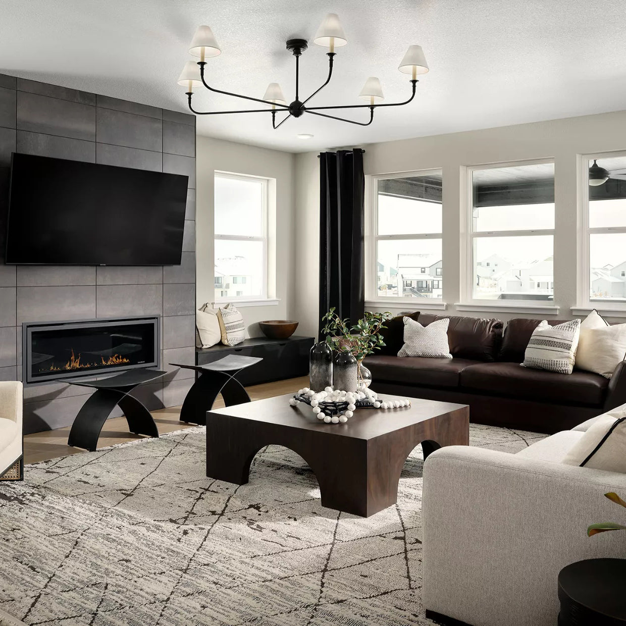 Arthaila Vintage Industrial Grande Fabric Chandelier - Neutral Decor