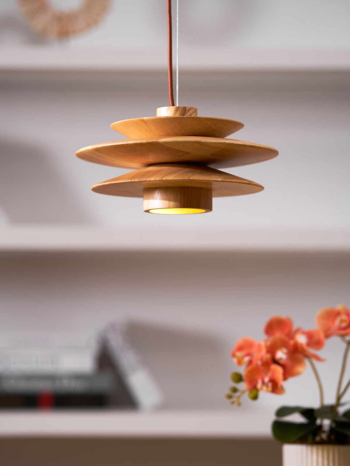 Marshire Wooden Disc Pendant Light