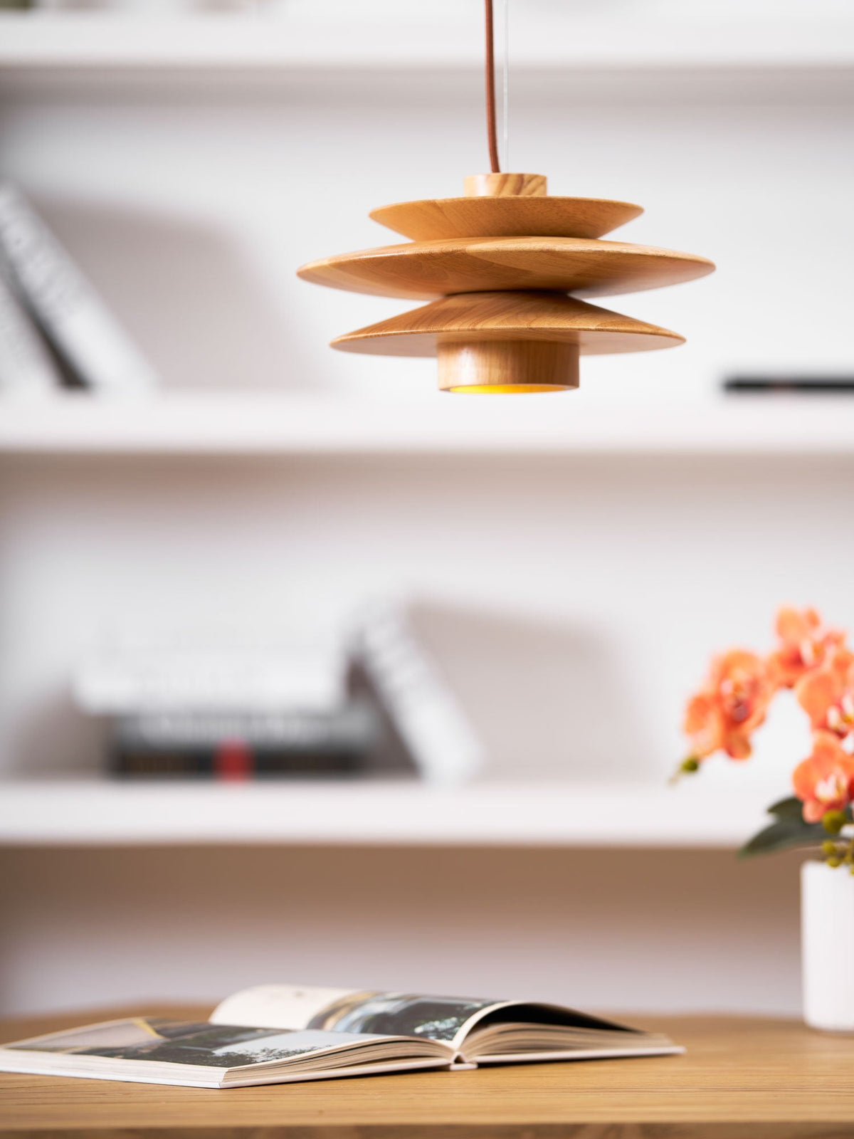 Marshire Wooden Disc Pendant Light