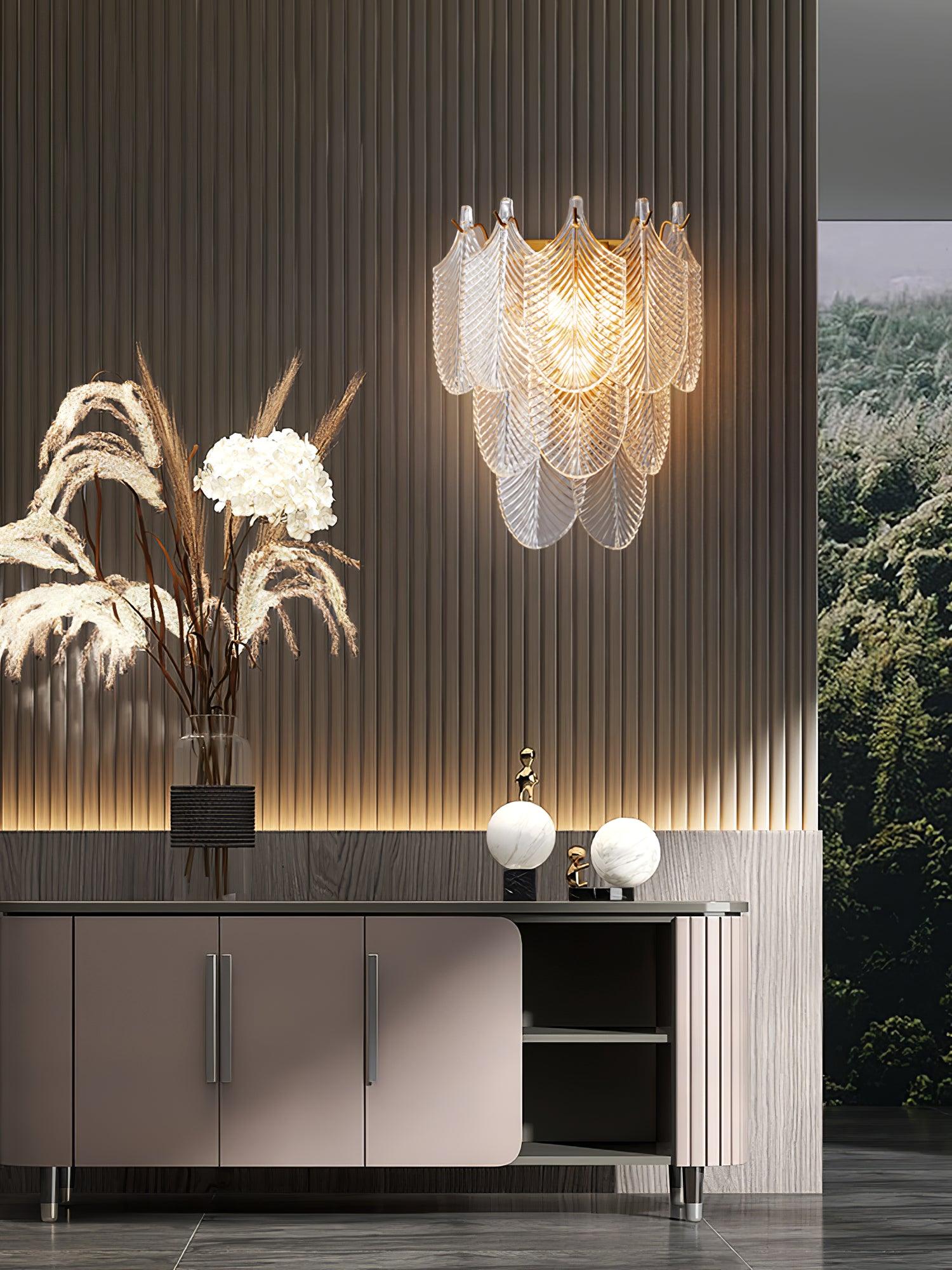 Eveno Metal Glass Leaf-inspired Wall Sconce