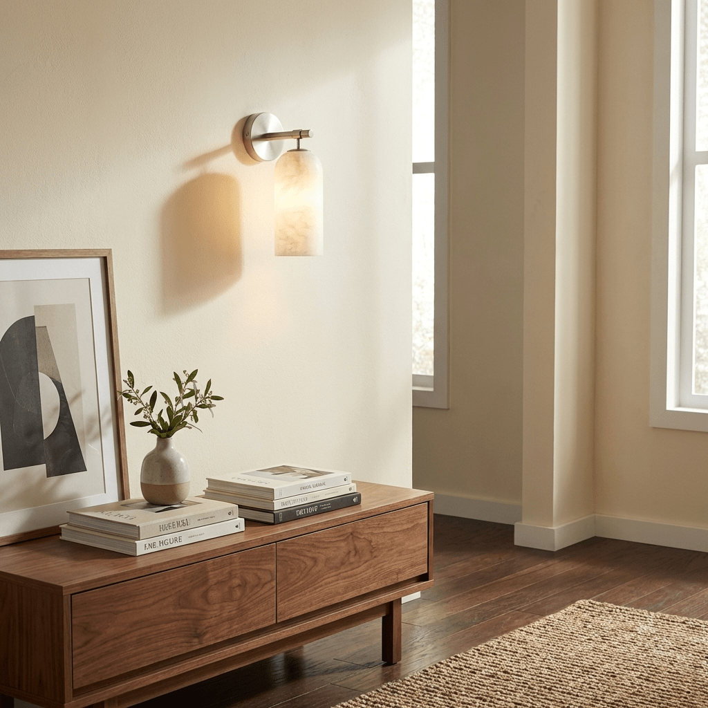 Delaborne Pillar Alabaster Indoor Wall Light