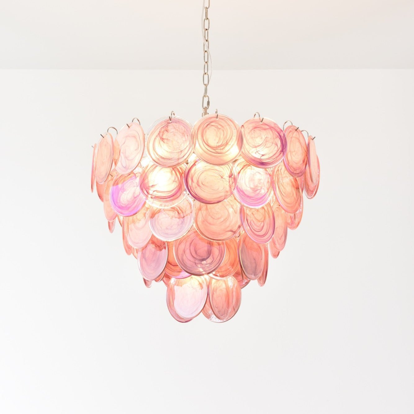 Aurora Chandelier Pink Murano Disc Layered - Neutral Decor