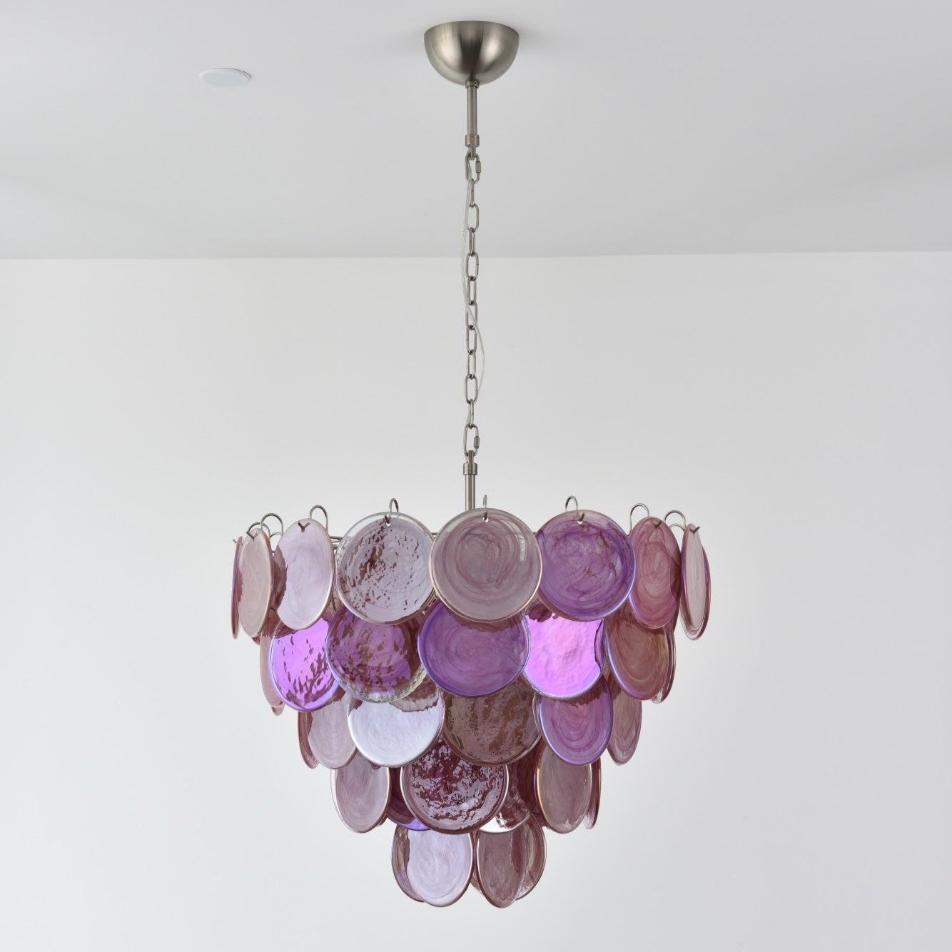 Aurora Chandelier Pink Murano Disc Layered - Neutral Decor
