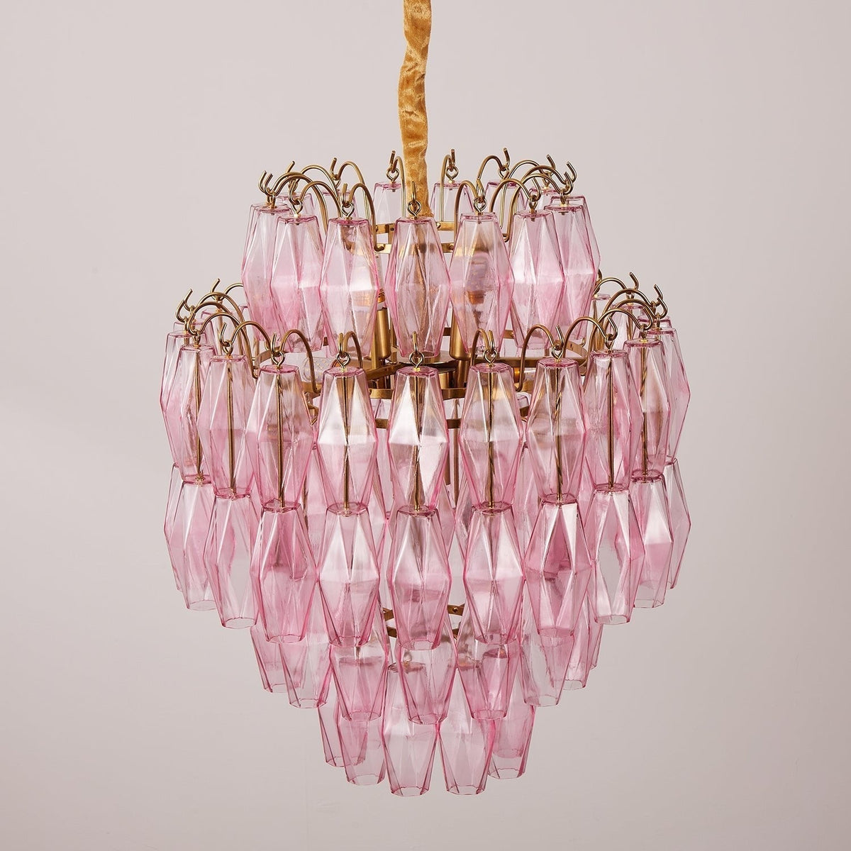 Celenine Chandelier Pink Murano Glass Layered Glam