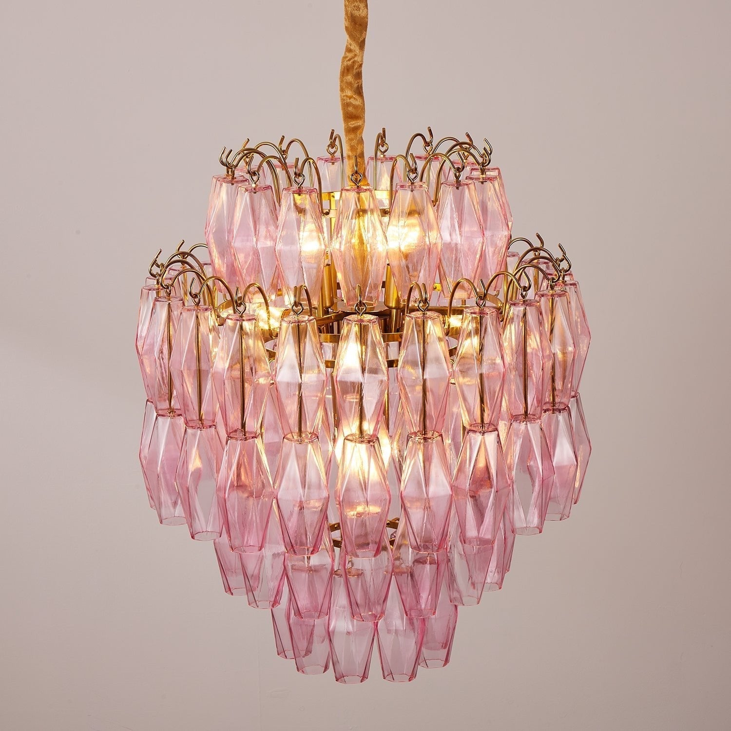 Celenine Chandelier Pink Murano Glass Layered Glam