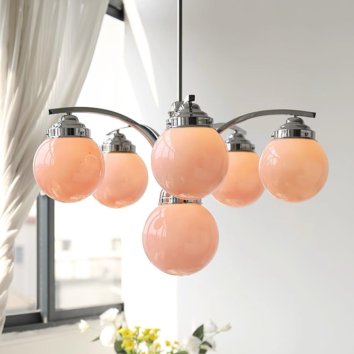Lioreena Chandelier Pink Glass